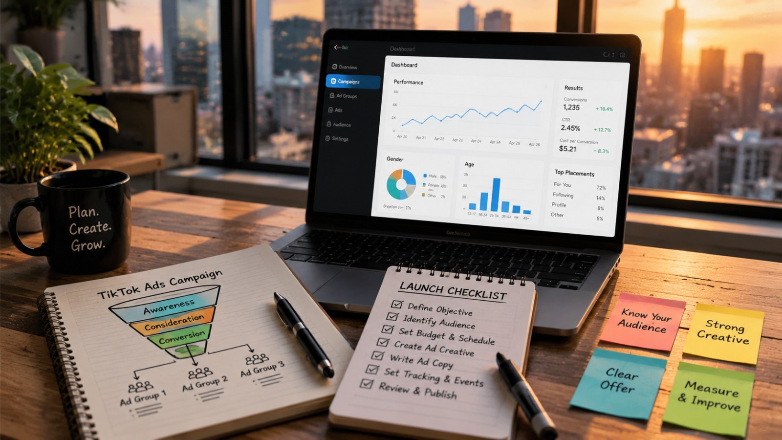 How to Launch Your First TikTok Ads Campaign: A Simple Guide to Avoid Costly Errors 2 Supporting visual for How to Launch Your First TikTok Ads Campaign showing a vibrant campaign workflow with ad groups, creative assets, budget, and performance optimization